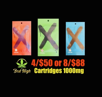 4/$50 Spherex X-Vapes Cartridges 1000mg High THC%
