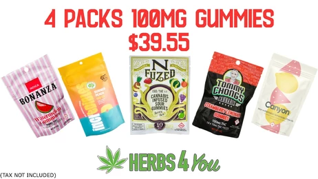 4 100mg Packs Of Gummies $39 (18+ To Choose From)