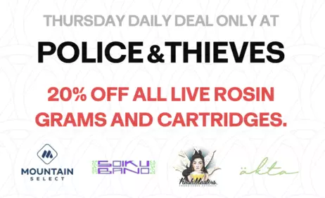 Thursday Daily Deal - 20% Off ALL Live Rosin Grams and Cartridges