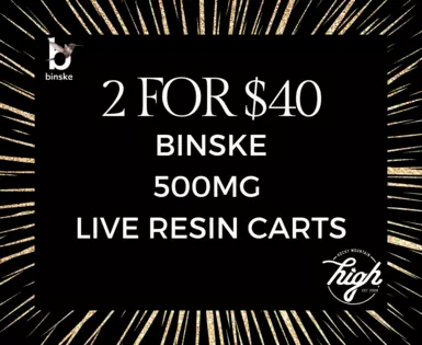 2 for $40 | 500mg | Binske Live Resin Carts